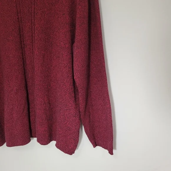 Liz Claiborne Woman Burgundy Wine Black Mock Neck Ribbed Knit Sweater Size 3X - Picture 5 of 9